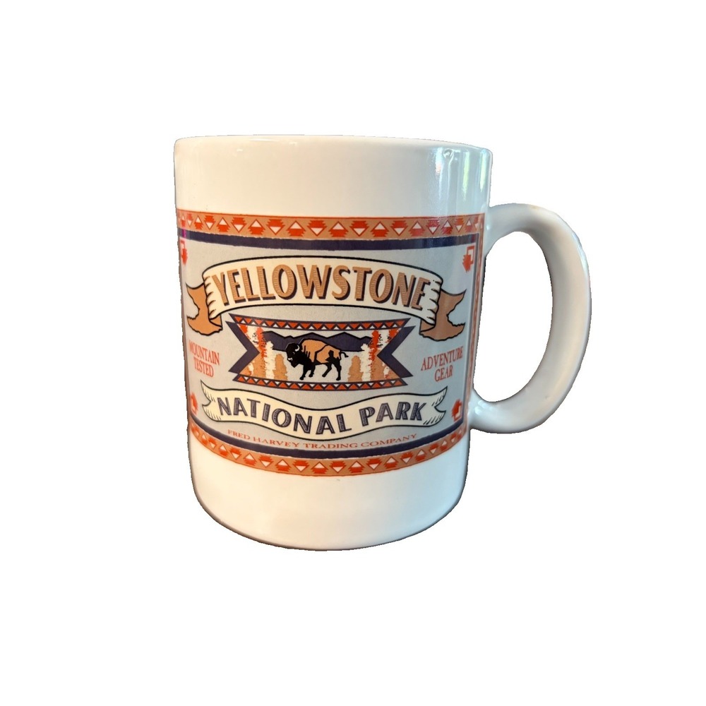 Yellowstone National Park Fred Harvey Trading Co Bison Coffee Mug 12 oz